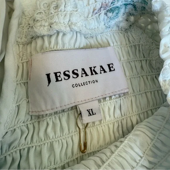 JessaKae White Floral Smocked Eyelet Midi Dress - Picture 9 of 13